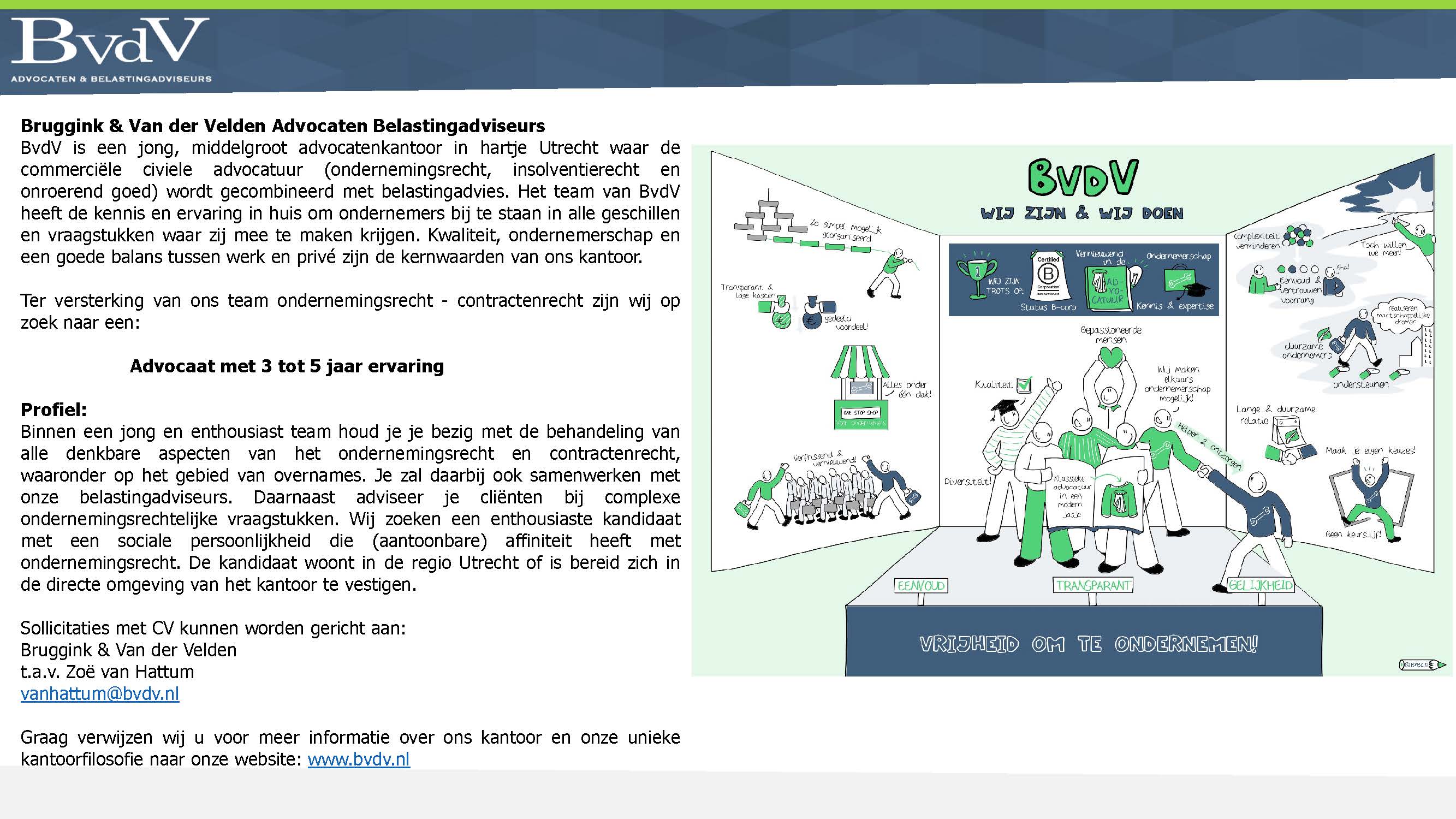 vacature ondernemingsrecht advocaat 3 -5 jaar ervaring
